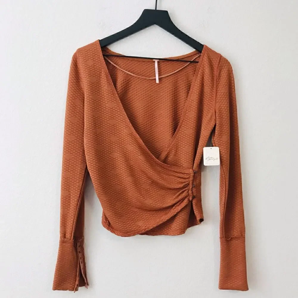 New! Free People Penny Top in Mesa Combo Rust Burnt Orange